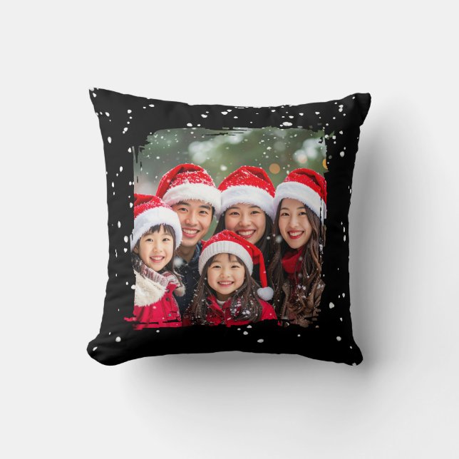 Almofada Cute Christmas Snow Family Photo (Frente)