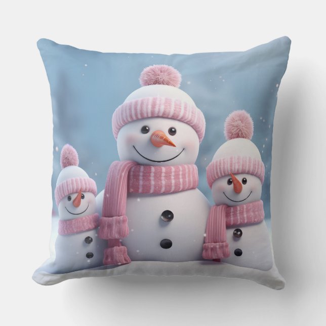 Almofada Cute Christmas Snowman Throw Pillow (Frente)