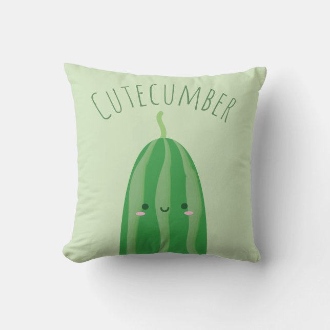 Almofada Cute como pepino Engraçado Kawaii Cutecumber Name (Frente)