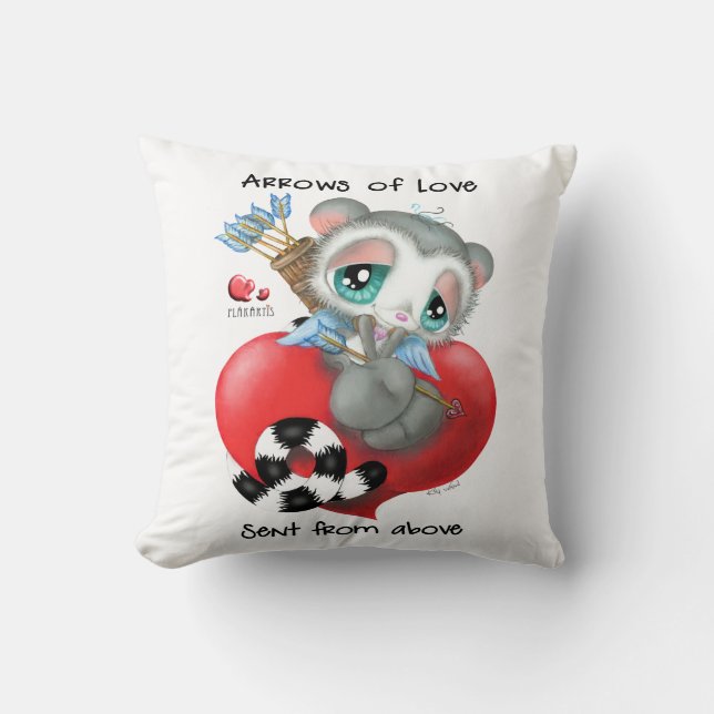 Almofada Cute Cupid Lemur on Heart - Arrows of Love (Frente)