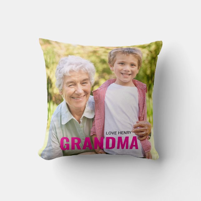 Almofada Cute Custom Photo Keepsake GRANDMA Gift  (Frente)