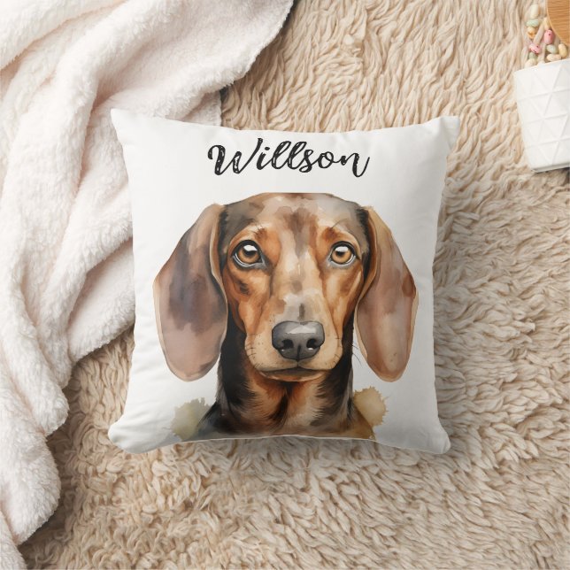 Almofada Cute Dachshund Dog Watercolor (Cobertor)