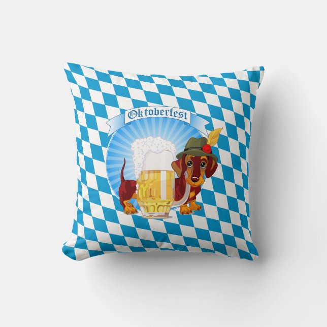 Almofada Cute Dachshund Oktoberfest (Frente)