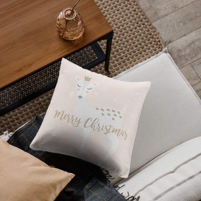 Almofada Cute Deer | Cor-de-rosa | Natal (Criador carregado)