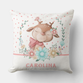 Almofada Cute Deer Floral Reversível