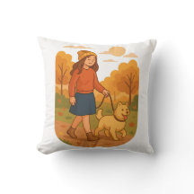 Cute Dog Mom Walking Pup in Cozy Forest 