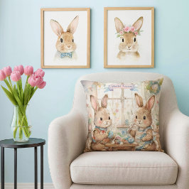 Almofada Cute Easter Bunnies & Eggs 