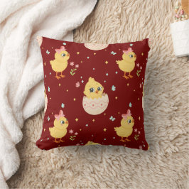 Almofada Cute Easter Chick with Pink Bow Seamless Pattern 