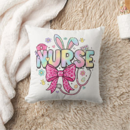 Almofada Cute Easter Nurse Pastel Bunny Ears Coquette Bow