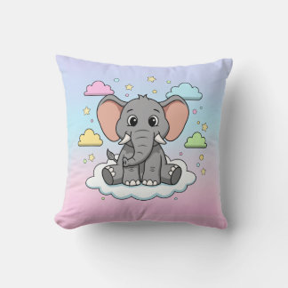 Almofada Cute Elephant on Cloud - I'm Ele-Fun-t Pun