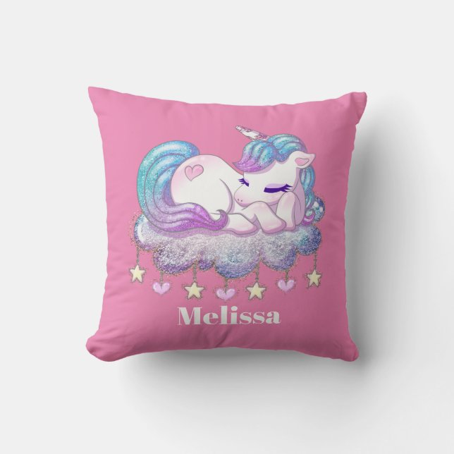 Almofada Cute Fantasy unicorn adiciona nome para decor (Frente)