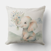 Cute Floral Elephant Cushion for Baby Room