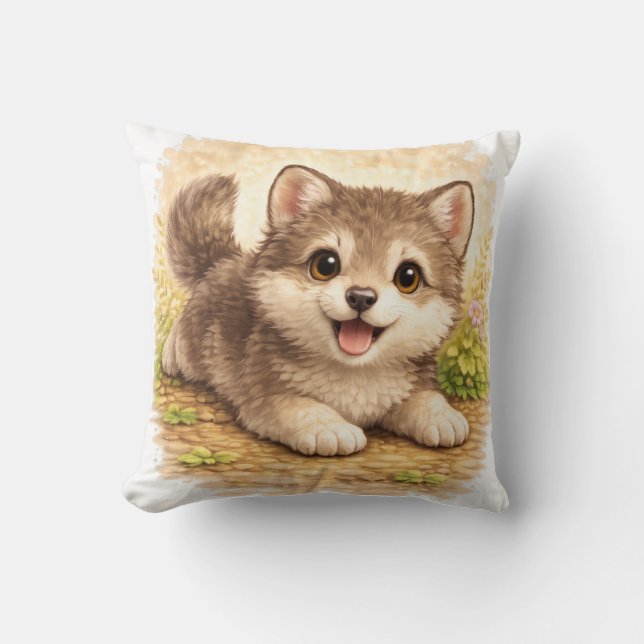 Almofada Cute Fluffy Puppy Kawaii Dog Cozy Animal Gift Pill (Frente)