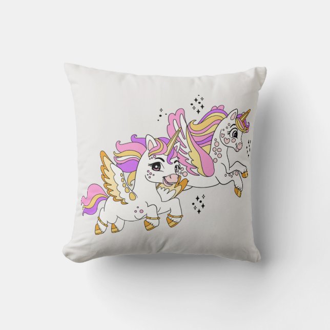 Almofada Cute flying unicorns  (Frente)