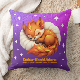 Almofada Cute Fox Cub Asleep in Starry Night Sky Natal