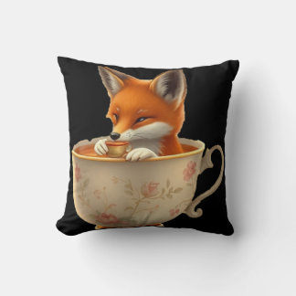 Almofada Cute fox drinking tea