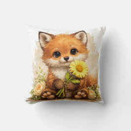 Almofada Cute Fox Flower Pillow Kawaii Animal Decor