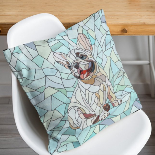 Almofada Cute French Bulldog Puppy - mosaico pastel (Criador carregado)