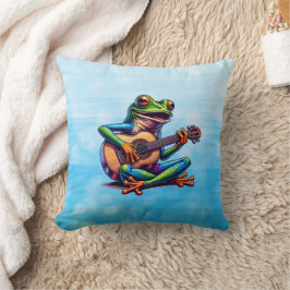 Almofada Cute Frog Playing a Guitar