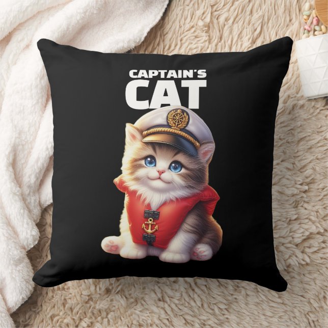 Almofada Cute Funny Captain's Cat in a Captain's Hat (Cobertor)