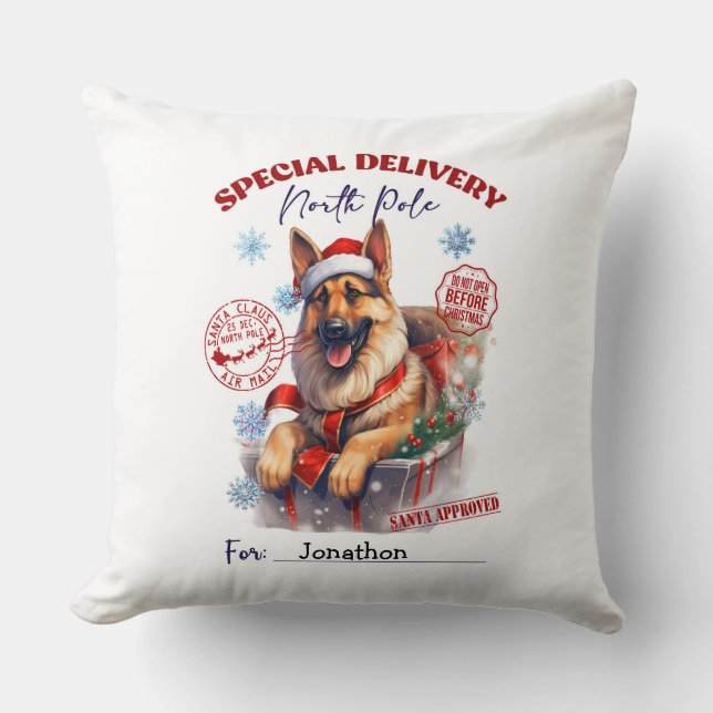 Almofada Cute German Shepherd Christmas Throw Pillow (Frente)