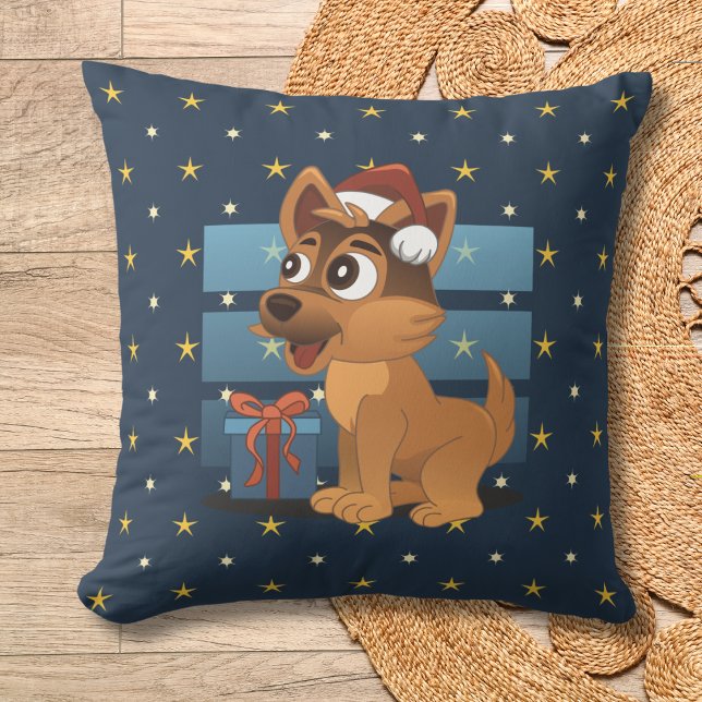 Almofada Cute German Shepherd puppy Cartoon Starry night (Criador carregado)