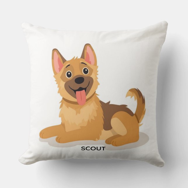 Almofada Cute German Shepherd Puppy Illustration Decorative (Frente)