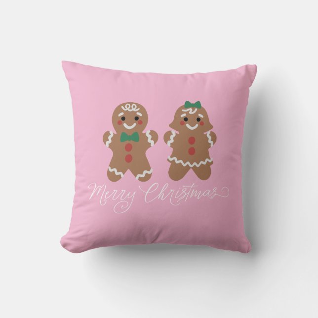 Almofada Cute gingerbread kids with bows (Frente)