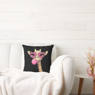 Almofada Cute Giraffe Blowing Pink Bubble Gum Sunglasses 