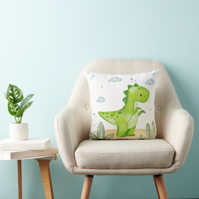 Almofada Cute Green Dinosaur Nursery Throw Pillow Baby Boy (Cadeira)