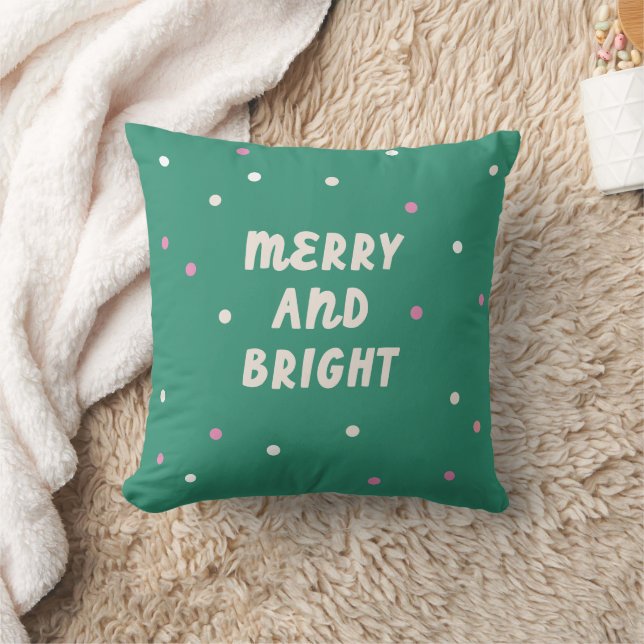 Almofada Cute Green Merry & Bright Confetti Christmas  (Cobertor)