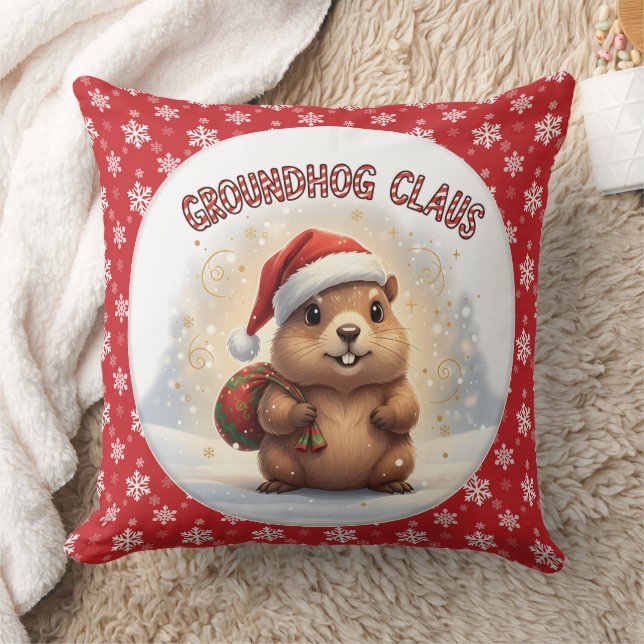 Almofada Cute Groundhog Claus Funny Groundhog Christmas (Cobertor)