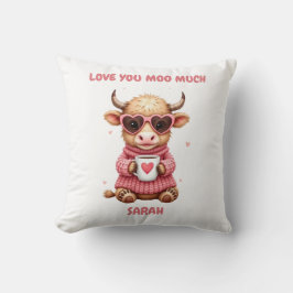 Almofada Cute Highland Cow Valentine Heart Glasses Coffee m