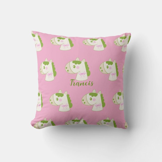 Almofada Cute Horses Personalized Pastel Throw Pillow (Frente)