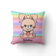 Cute Kawaii Bunny Rabbit Pastel Striped