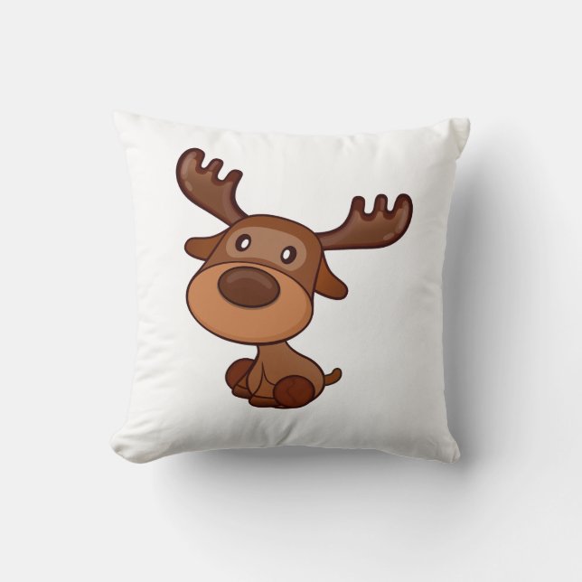 Almofada Cute Kawaii Moose Veado Funny Alaska Moose ak (Frente)