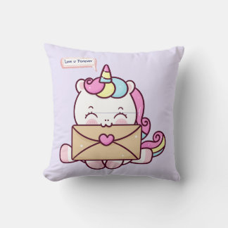 Almofada Cute Kawaii Unicorn Love Illustration