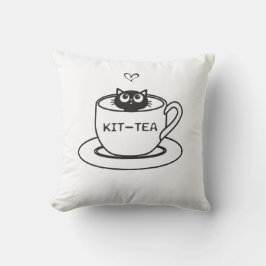Almofada Cute Kit-Tea Cat Pun for Cat Moms