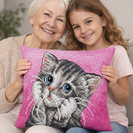 Almofada Cute Kitten Cross Stitch Throw Pillow