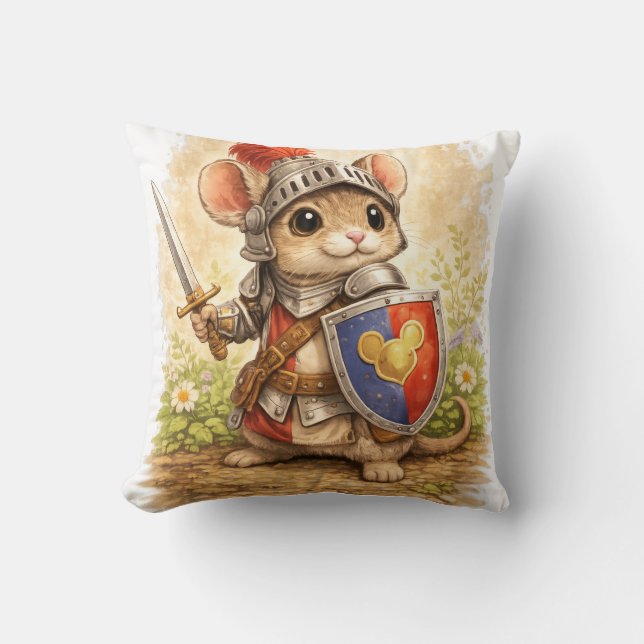 Almofada Cute Knight Mouse Kawaii Fantasy Animal Brave Litt (Frente)
