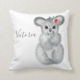 Almofada Cute Koala Bear Nome Floral Moderno Simples