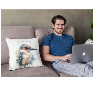 Almofada Cute Kookaburra em um galho personalizável