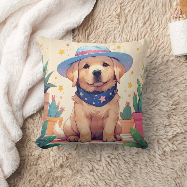 Almofada Cute Labrador Retriever pastel cowboy (Cobertor)