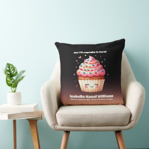 Almofada Cute L'il Cupcake borrifa Bebê Stats Natal