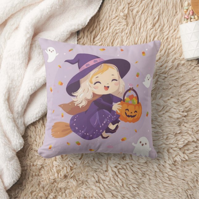 Almofada Cute Little Witch Halloween Pillow (Cobertor)