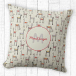 Almofada Cute Llama Alpaca Monograma<br><div class="desc">Lama ou padrão alpaca adorável com um nome monográfico personalizado. Personalize alterando o nome e a inicial.</div>