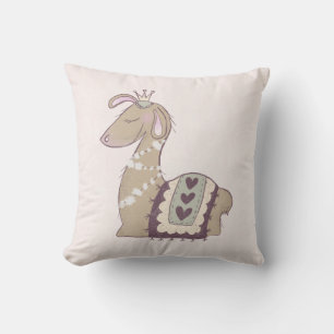 Almofada Cute Llama Princess Vestindo uma Coroa