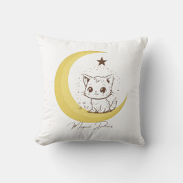 Almofada Cute Magical Cat on Moon Starry Dreams - Round Cla