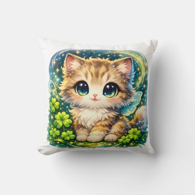 Almofada Cute Magical Kitten Pillow | Kawaii Fantasy Cat Cu (Frente)