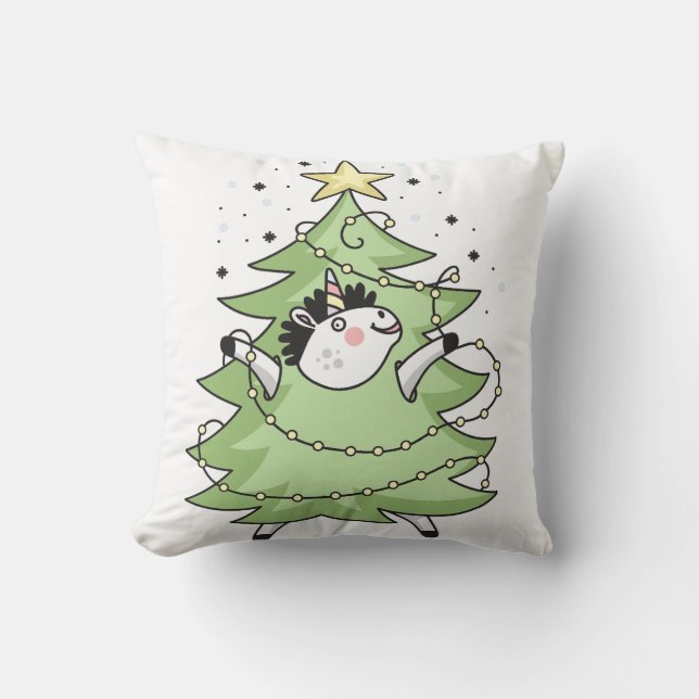 Almofada Cute Merry Christmas unicorn (Frente)